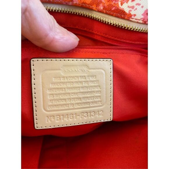 Coach pink coral shoulder bag 11x15" 8" handles zipper tote - Picture 6 of 11